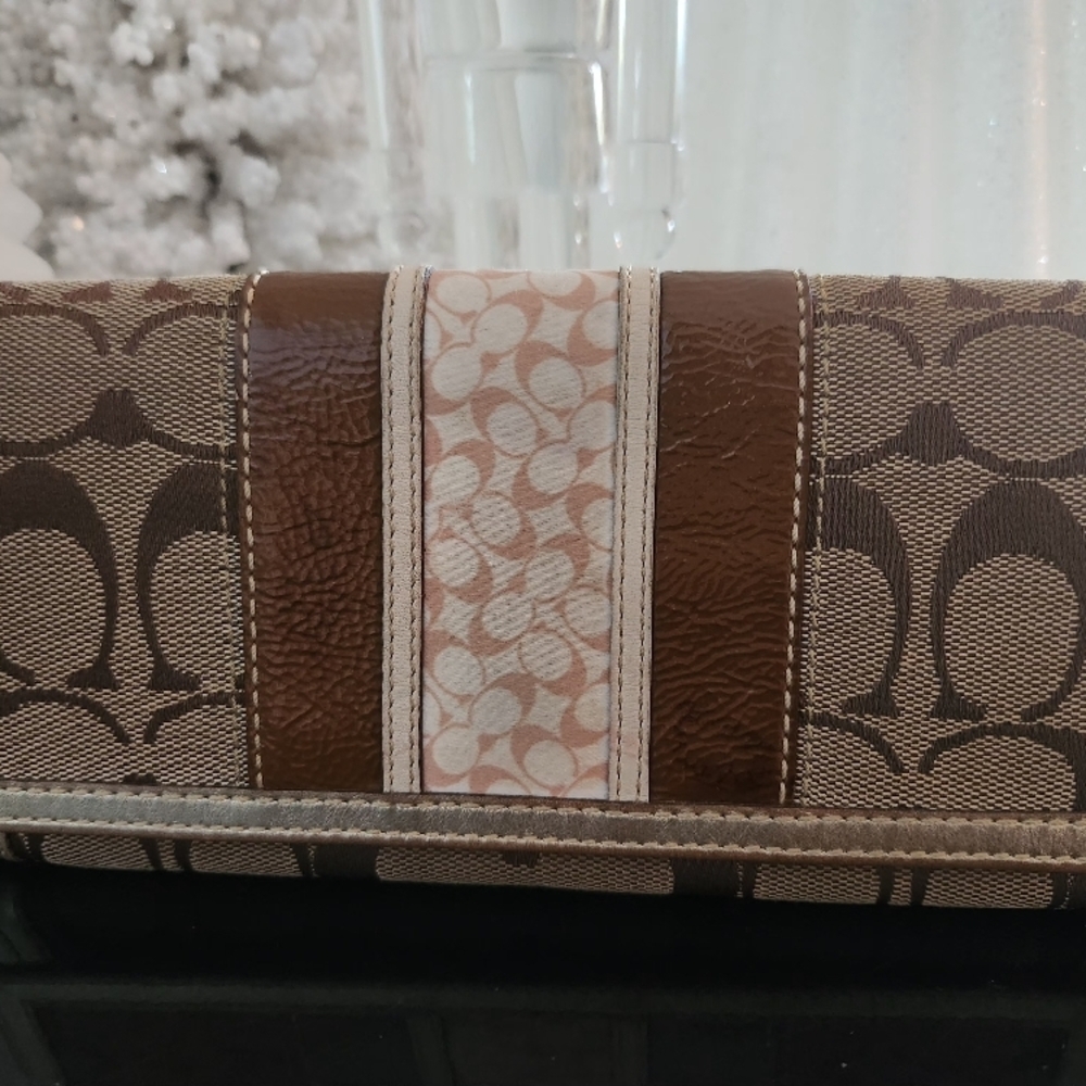 Coach Long Wallet In Brown and Beige